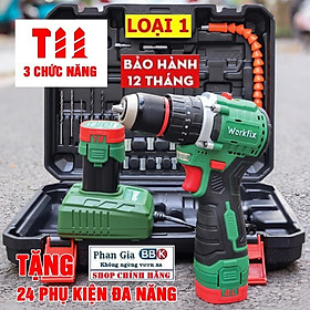 Máy khoan pin Workfix 16.8V-(WF-ID1610BL)- 3 Chức năng - Khoan gỗ, khoan tường
