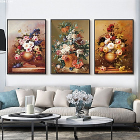 Mua Tranh Bộ 3 Canvas Đẹp - Tranh Hoa Nghệ Thuật Treo Tường Trang Trí