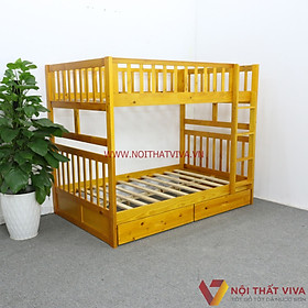 Mua Giường Tầng Trẻ Em Có Hộc Kéo Gỗ Thông Nhập Khẩu Màu Vàng Mờ Gọn Đẹp
