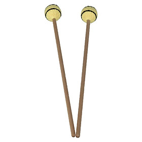 1 Pair Yellow Marimba Mallets with Wood Handle for Bands Music Playing