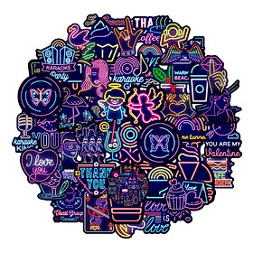 Sticker NEON ĐEN hoạt hình cute trang trí mũ bảo hiểm,guitar,ukulele,điện thoại,sổ tay,laptop