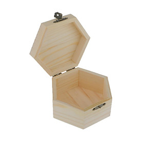 Plain Unpainted Wooden Jewelry Storage Box Chest Trinket Keepsake Gift Case