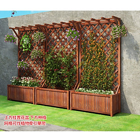 Kệ gỗ vách ngăn trồng hoa cây cảnh gỗ Thông Newzeland nhập khẩu trang trí nhà cửa sân vườn, decor quán cafe phong cách vintage cổ điển