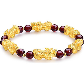  Vòng Tay 6 Tỳ Hưu Đá Hồng Thạch Lựu Garnet Tự Nhiên GemBank