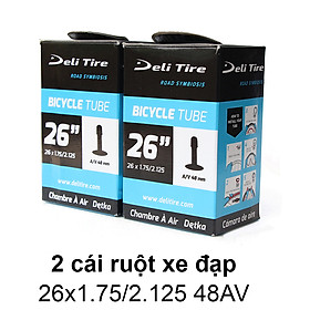 Ruột xe đạp 26x1.75 2.125 van Mỹ dài 48mm DELI-TIRE cặp 2 cái săm xe đạp