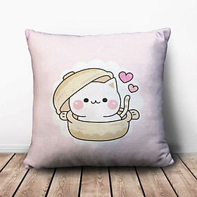 Gối Ôm Vuông Mèo Nằm Trong Nồi Đất GVCT697 (36 x 36 cm)