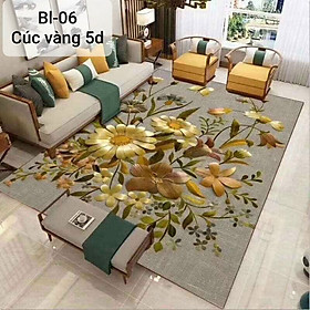 Thảm trải sàn Sofa trang trí phòng khách Bali in 3D Nhung nỉ lì cao cấp