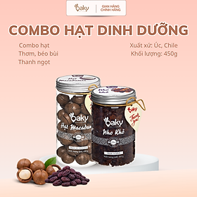 Quà Tặng Oaky - Combo Hạt Dinh Dưỡng Cao Cấp - Hạt Macca, Nho Khô Size lớn (450gram) - Tặng Túi Giấy Sang Trọng