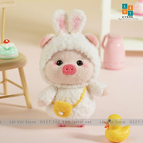 Bộ kit len chọc Gia Đình Heo Dễ Thương làm quà DIY, móc khoá từ handmade, có hướng dẫn - Needle felting Pig Familyđồ
