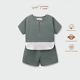 Bộ Áo Quần Cho Bé Trai/ Bé Gái Chất Liệu Muslin Cao Cấp Thoáng Mát - LEON SET - SEM001 - SAOLA KIDS CLOTHING