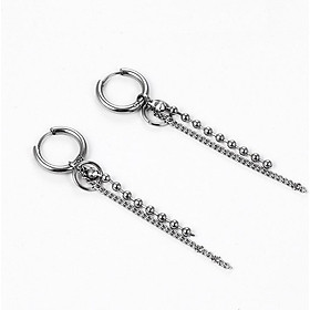 Đôi bông tai Hàn Quốc xích dài mix cùng chuỗi bi cực cool