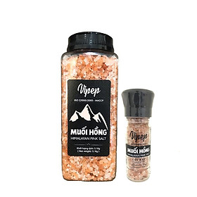 Muối Hồng Himalaya Vipep Hạt 1.1kg Tặng Cối Xay Ceramic