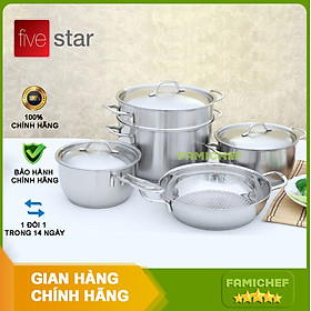 Mua Bộ nồi chảo xửng inox 3 đáy nắp inox FiveStar FS430B5