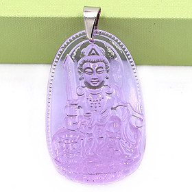 Mặt dây chuyền Văn Thù Bồ Tát thủy tinh tím 3.6cm - phật bản mệnh tuổi Mão - Mặt size nhỏ