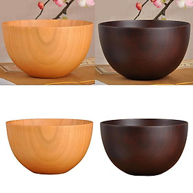 Set 2PCS Natural Wooden Bowl Rice Bowl Dessert Cereal Soup Bowl Table Decor