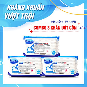 Combo 3 Gói Khăn ướt kháng khuẩn có cồn cao cấp iHomeda ( 80 Miếng/ Gói) - Combo 3 of iHomeda premium anti-bacteria alcohol wipes ( 80 sheets per packpage)