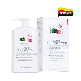 Sữa rửa mặt và tắm toàn thân cho da nhạy cảm sebamed liquid face & body wash sss01b