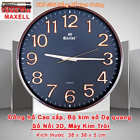 Mua Đồng Hồ KIM TRÔI DẠ QUANG EASTAR Cao Cấp Mặt Tròn Lớn 38 cm – Số nổi 3D - Decor Trang Trí Nhà - Tặng Pin Maxell