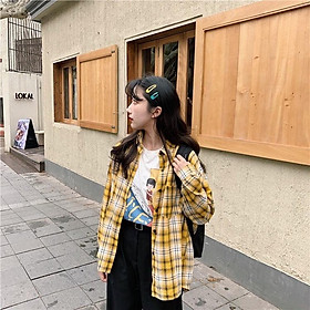 Áo Sơ Mi Nữ Caro Unisex Không Nón Fom Rộng Sang Đẹp Qúy Phái 