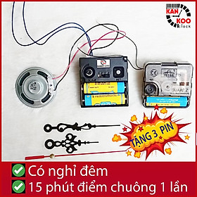 Bộ máy phát nhạc chuông điểm giờ cho đồng hồ treo tường có 2 chế độ phát: 15p điểm 1 lần và 60p 1 lần- 3 kiểu nhạc- có chế độ nghỉ đêm LOẠI 1 BẢO HÀNH chính hãƞg 24 THÁNG - BỘ BỘ 15P: ĐỦ 4 MÓN