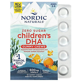 Nordic Naturals Children's DHA Gummies 30 viên kẹo dẻo, Hỗ trợ phát triển trí não và chức năng hệ miễn dịch - Hàng Chính Hãng