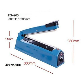 Máy hàn miệng túi nilon dập tay kích thước 20cm + Tăng dây gia nhiệt sơ cua