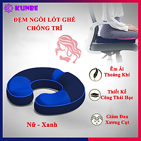 Đệm Ngồi Lót Ghế Chống Trĩ KUNBE, Chất Liệu Cao Su Non Kê Mông Cho Người Đau Xương Cụt Giúp Ổn Định Cột Sống Chống Ê Mỏi