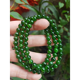 VÒNG DIOPSIDE CAO CẤP XANH NGỌC A VIP  SIZE 6MM ĐEO TAY KIỂU QUẤN 3 VÒNG ĐẸP SANG  NỮ MỆNH MỘC HỎA 100% ĐÁ THIÊN NHIÊN Ạ