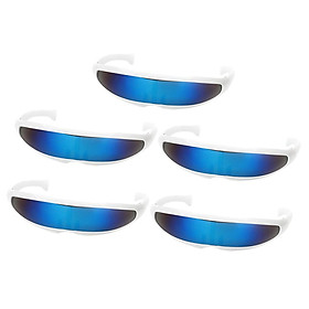 5/pack Blue Novelty Futuristic  Narrow Mirrored Sunglasses Costume