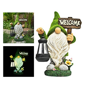 Solar Garden Ornaments Outdoor,Gnome Figurine Garden Statue, Waterproof Resin for Yard Lawn Decorations and Gift