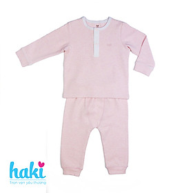 Bộ quần áo dài tay cổ trụ Melange Cotton cao cấp cho bé Haki BC002