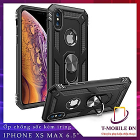 Ốp lưng cho iPhone XS Max chống sốc 2 lớp kèm nhẫn iring làm giá đỡ