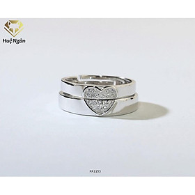 Nhẫn đôi bạc 925 Huệ Ngân - Một nửa yêu thương RR1153