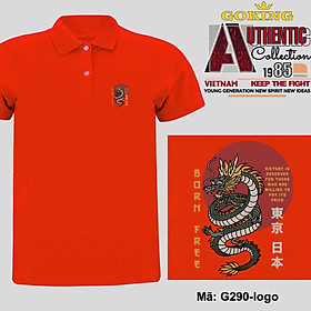 BORN FREE, mã G290-logo. Áo thun polo nam nữ, form unisex. Áo phông cổ trụ Goking, vải cá sấu 3D, công nghệ chống nhăn Nhật Bản