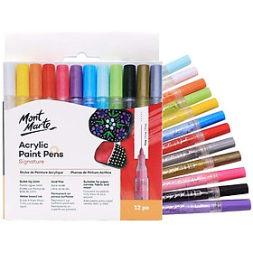 Bộ Bút Sơn Acrylic 1mm 12 Màu - Acrylic Paint Pens Mont Marte - MPN0129 - Vẽ Trên mọi chất liệu