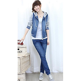 ÁO KHOÁC JEAN PHỐI THUN XÁM AK534AK
