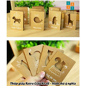 Thiệp chúc mừng, kỉ niệm, sinh nhật sáng tạo với tạo hình động vật rỗng - thiệp giấy Kraft phong cách Zakka