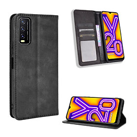Bao da dành cho Vivo Y20 Flip Wallet Leather dạng ví đa năng siêu bền siêu êm
