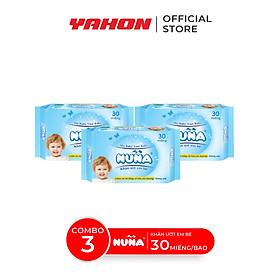 Combo Khăn Ướt Em Bé NUNA Không Mùi 30 Miếng/Bao