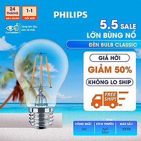 Bóng đèn Philips LED Classic (ánh sáng vàng 3000K) - Thiết kế cổ điển, ánh sáng chất lượng cao