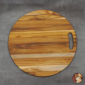 Mua Thớt gỗ Teak Chef Studio cao cấp hình tròn có tay nắm cong  dày 1.4 cm dùng cho cắt thái và trang trí