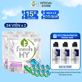 Combo 2 Túi Viên Giặt Xả Tiện Lợi 4 trong 1 Fresh Hy Hương Hoa Công Nghệ Nhật Bản (24 Viên/ Túi)