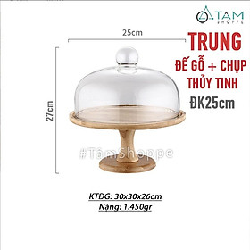 Mua Khay đựng bánh kem cake stand bằng gỗ tre đế cao CSTAND-03