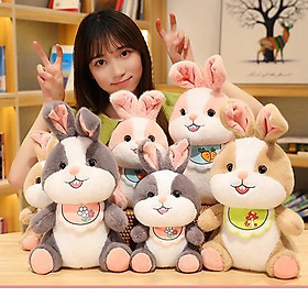 Thú nhồi bông thỏ mặt yếm lông mịn đáng yêu - Size 45cm - Quà tặng thỏ bông cute êm mịn.