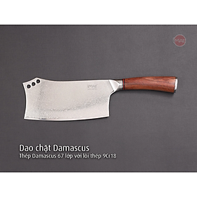 Mua Dao chặt Damascus iMat lưỡi bằng thép không gỉ 9Cr18  cán gỗ cẩm lai tự nhiên