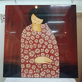 Mua Tranh sơn mài cô gái Nhật cẩn trứng cao cấp Thanh Bình Lê 55x55 cm
