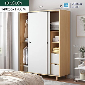 Mua Tủ Quần Áo Kết Hợp Cửa Lùa Hiện Đại Màu Trắng Phối Vân Gỗ Sồi Thương Hiệu SIB Decor TA07
