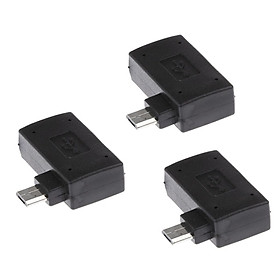 3 Pieces 90 Degree Right Angle Micro USB 2.0 OTG Host Adapter With USB Power