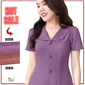 Đầm Suông A Cổ Bẻ Phối Cúc Tôn Da Sáng