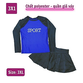Đồ bơi bé gái tay dài đáng yêu 45-60kg- tay dài cho bé bơi lâu mà không sợ lạnh, quần giả váy kính đáo - 3X1:56-60kg